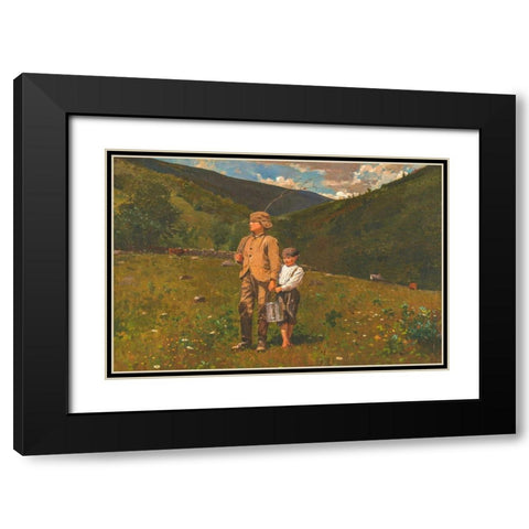 Crossing the Pasture Black Modern Wood Framed Art Print with Double Matting by Homer, Winslow