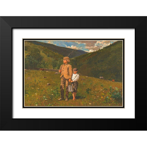 Crossing the Pasture Black Modern Wood Framed Art Print with Double Matting by Homer, Winslow