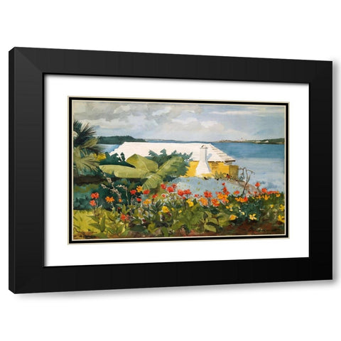 Flower Garden and Bungalow, Bermuda Black Modern Wood Framed Art Print with Double Matting by Homer, Winslow