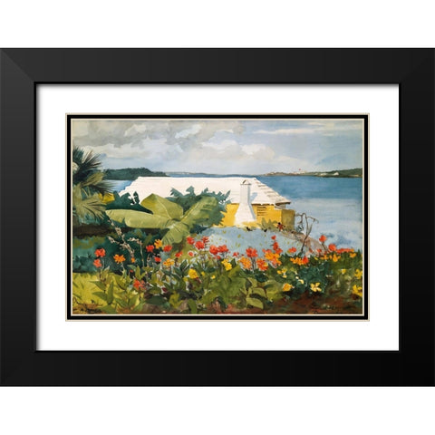 Flower Garden and Bungalow, Bermuda Black Modern Wood Framed Art Print with Double Matting by Homer, Winslow