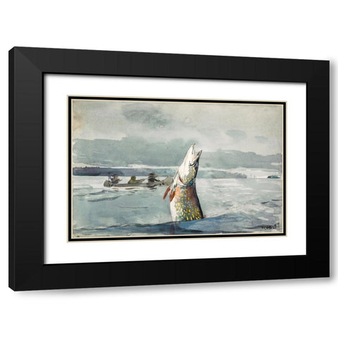 Pike, Lake St. John Ouananiche Fishing Black Modern Wood Framed Art Print with Double Matting by Homer, Winslow