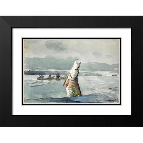 Pike, Lake St. John Ouananiche Fishing Black Modern Wood Framed Art Print with Double Matting by Homer, Winslow