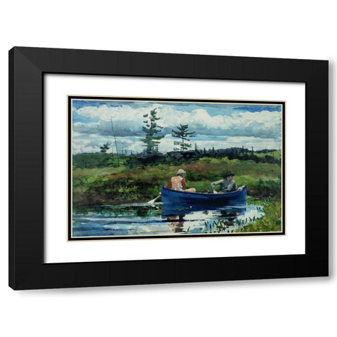 The Blue Boat Black Modern Wood Framed Art Print with Double Matting by Homer, Winslow