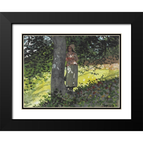 A Shady Spot, Houghton Farm Black Modern Wood Framed Art Print with Double Matting by Homer, Winslow