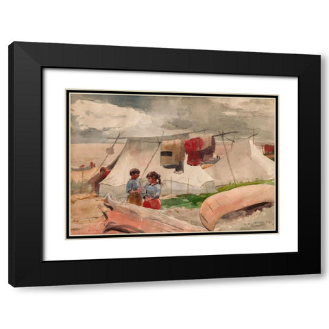 Indian Camp, Roberval, P.Q. Black Modern Wood Framed Art Print with Double Matting by Homer, Winslow