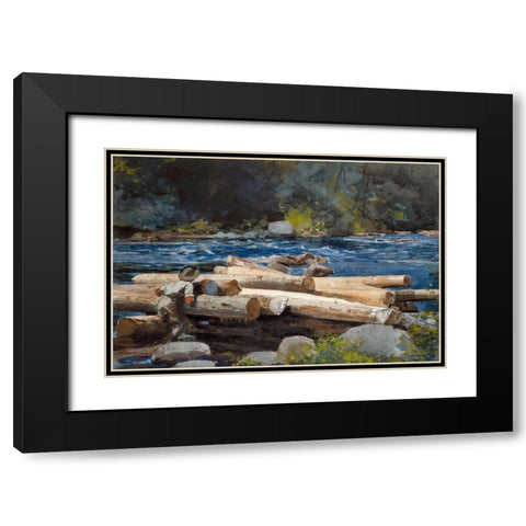 Hudson River Black Modern Wood Framed Art Print with Double Matting by Homer, Winslow