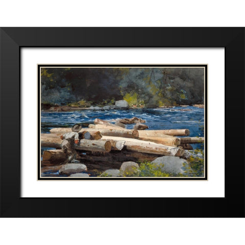 Hudson River Black Modern Wood Framed Art Print with Double Matting by Homer, Winslow