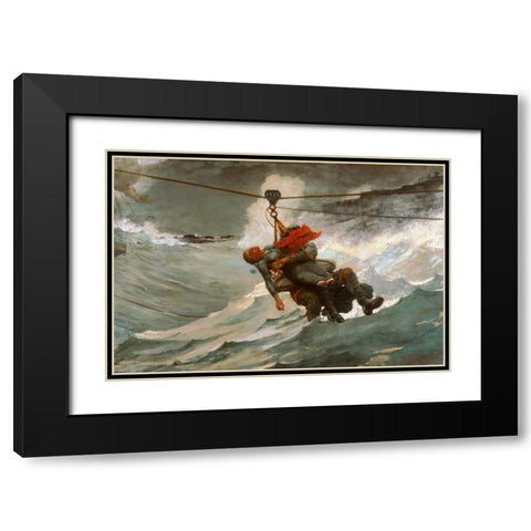The Life Line Black Modern Wood Framed Art Print with Double Matting by Homer, Winslow