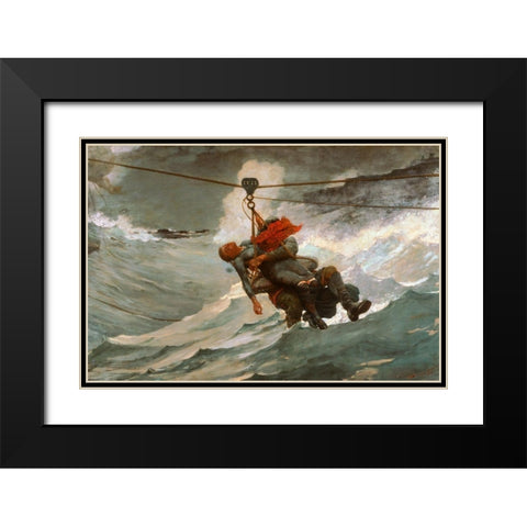 The Life Line Black Modern Wood Framed Art Print with Double Matting by Homer, Winslow