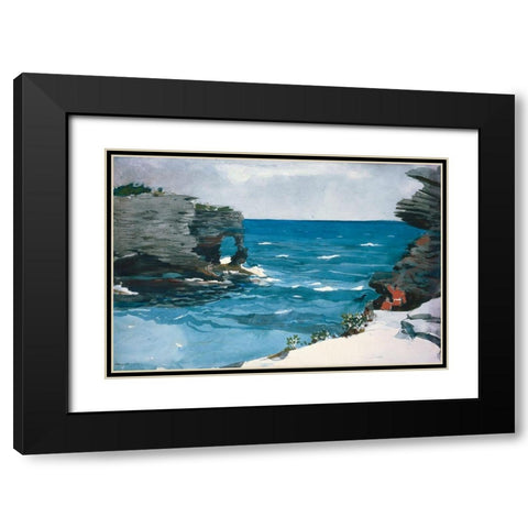 Rocky Shore, Bermuda Black Modern Wood Framed Art Print with Double Matting by Homer, Winslow