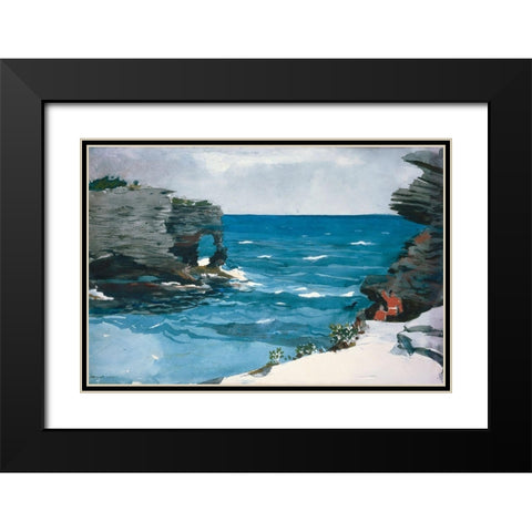 Rocky Shore, Bermuda Black Modern Wood Framed Art Print with Double Matting by Homer, Winslow