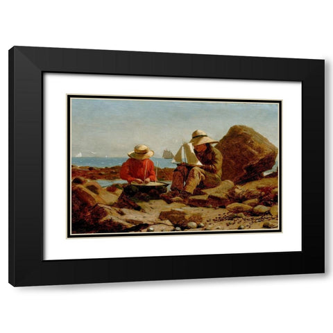 The Boat Builders Black Modern Wood Framed Art Print with Double Matting by Homer, Winslow
