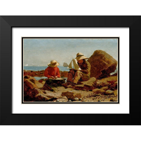 The Boat Builders Black Modern Wood Framed Art Print with Double Matting by Homer, Winslow