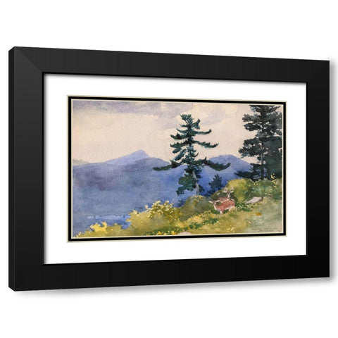 North Woods Club, Adirondacks Black Modern Wood Framed Art Print with Double Matting by Homer, Winslow