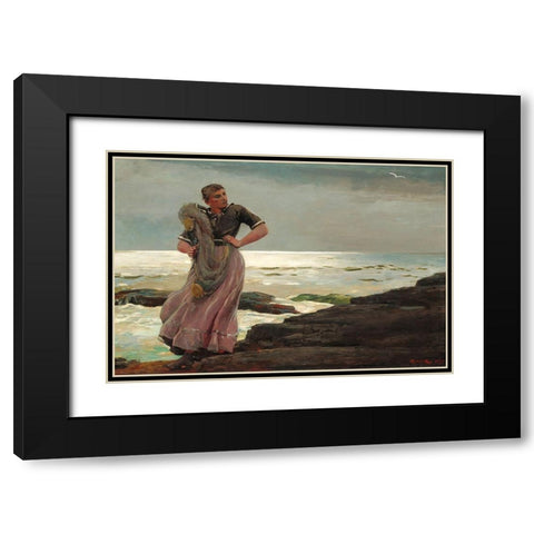 A Light on the Sea Black Modern Wood Framed Art Print with Double Matting by Homer, Winslow