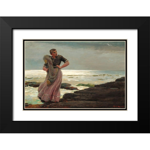 A Light on the Sea Black Modern Wood Framed Art Print with Double Matting by Homer, Winslow
