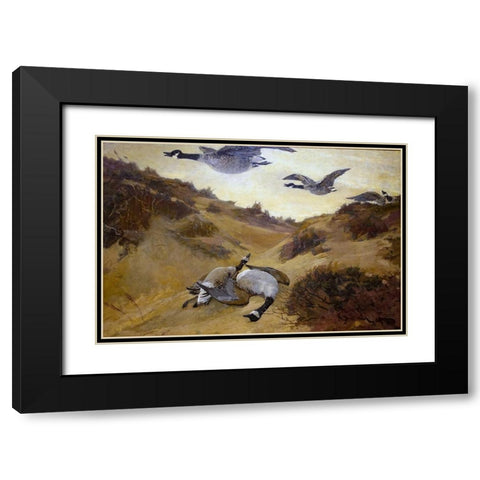 Wild Geese in Flight Black Modern Wood Framed Art Print with Double Matting by Homer, Winslow
