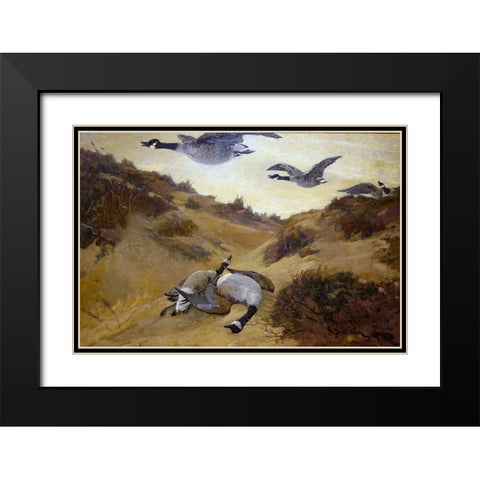 Wild Geese in Flight Black Modern Wood Framed Art Print with Double Matting by Homer, Winslow