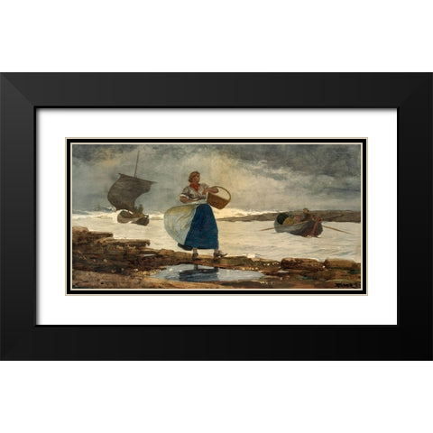 Inside the Bar Black Modern Wood Framed Art Print with Double Matting by Homer, Winslow