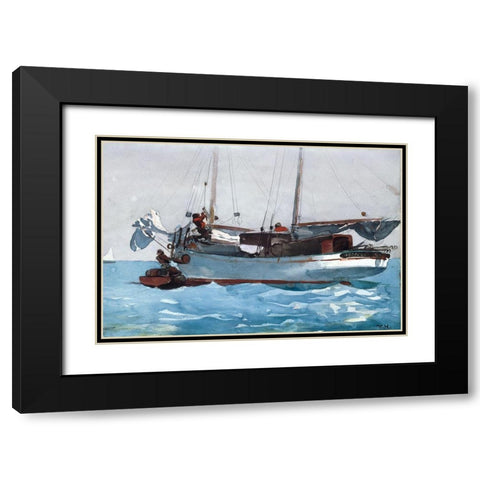Taking on Wet Provisions Black Modern Wood Framed Art Print with Double Matting by Homer, Winslow