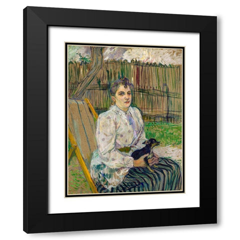 Lady with a Dog Black Modern Wood Framed Art Print with Double Matting by Toulouse-Lautrec, Henri de