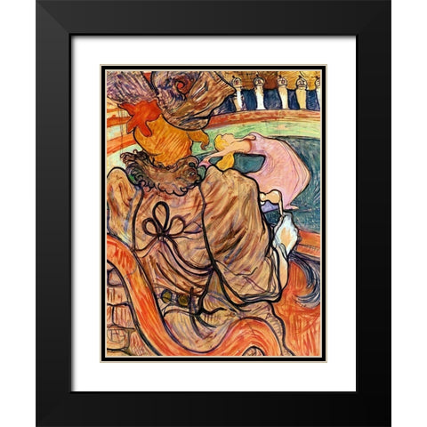 At the Nouveau Cirque the Dancer and Five Stuffed Shirts Black Modern Wood Framed Art Print with Double Matting by Toulouse-Lautrec, Henri de