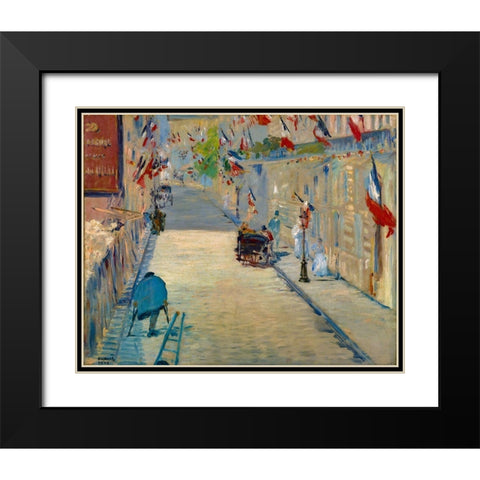 The Rue Mosnier with Flags Black Modern Wood Framed Art Print with Double Matting by Manet, Edouard