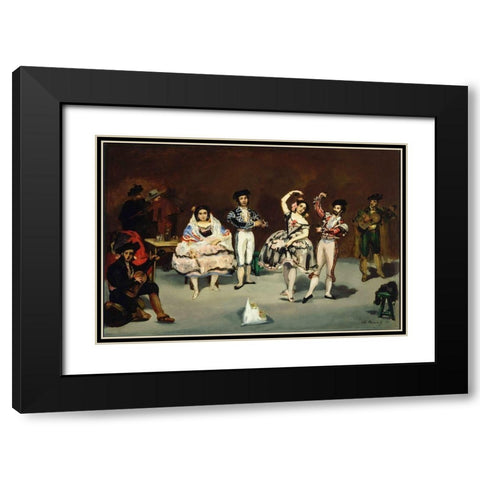 Spanish Ballet Black Modern Wood Framed Art Print with Double Matting by Manet, Edouard