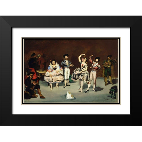 Spanish Ballet Black Modern Wood Framed Art Print with Double Matting by Manet, Edouard