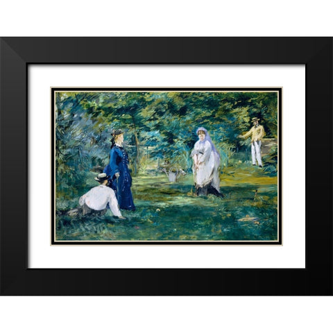A game of croquet Black Modern Wood Framed Art Print with Double Matting by Manet, Edouard