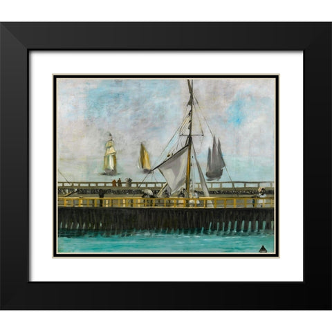 The jetty of Boulogne-sur-Mer Black Modern Wood Framed Art Print with Double Matting by Manet, Edouard