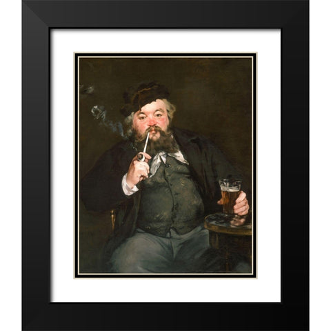 Le Bon Bock Black Modern Wood Framed Art Print with Double Matting by Manet, Edouard