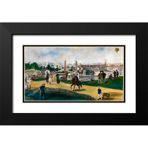 View of the Paris Universal Exhibition 1867 Black Modern Wood Framed Art Print with Double Matting by Manet, Edouard