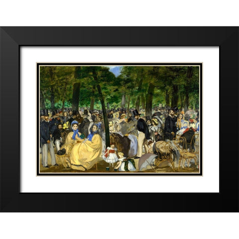 Music in the Tuileries Black Modern Wood Framed Art Print with Double Matting by Manet, Edouard