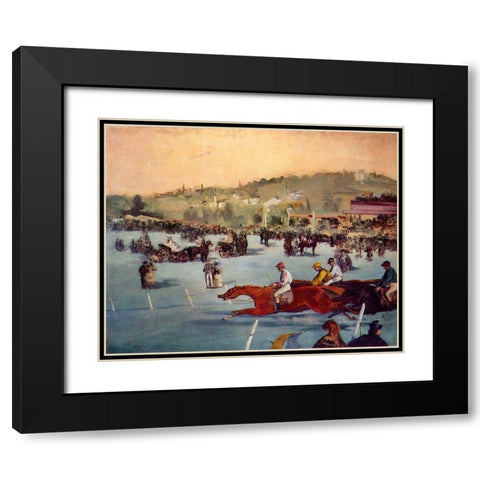 Race in the Bois de Boulogne Black Modern Wood Framed Art Print with Double Matting by Manet, Edouard