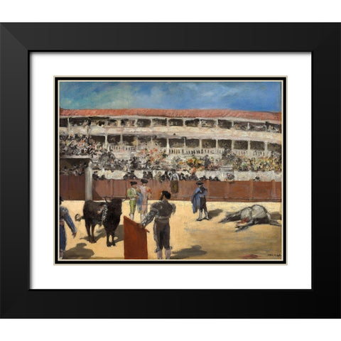 Bullfight Black Modern Wood Framed Art Print with Double Matting by Manet, Edouard
