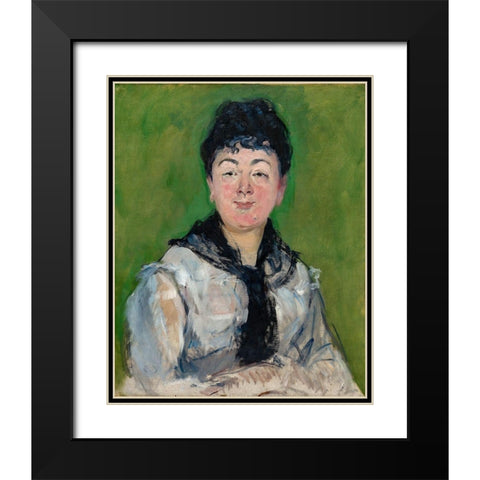 Portrait of a Woman with a Black Fichu Black Modern Wood Framed Art Print with Double Matting by Manet, Edouard