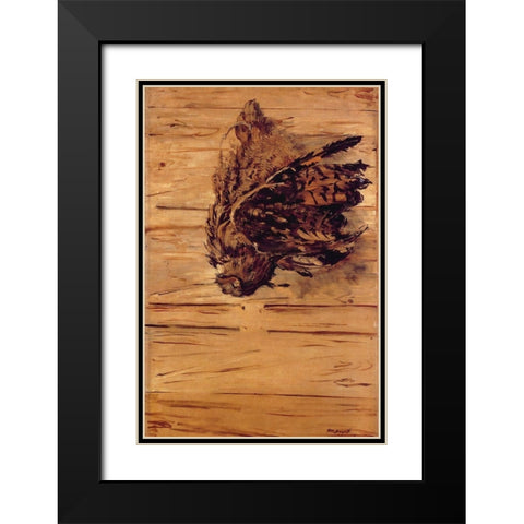 Dead Eagle Owl Black Modern Wood Framed Art Print with Double Matting by Manet, Edouard
