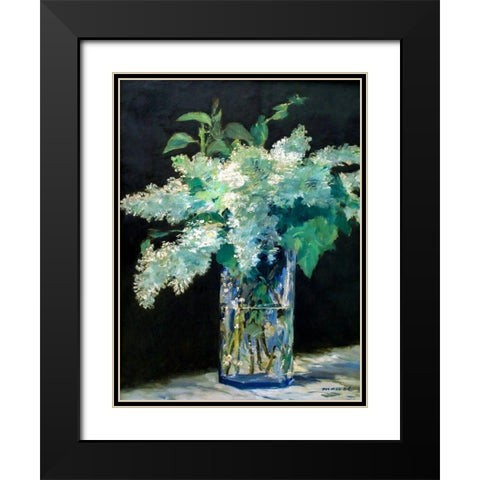 White Lilac Black Modern Wood Framed Art Print with Double Matting by Manet, Edouard