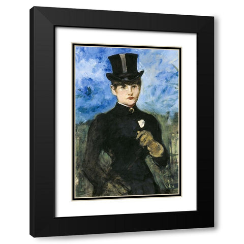 Horsewoman, Fullface Black Modern Wood Framed Art Print with Double Matting by Manet, Edouard