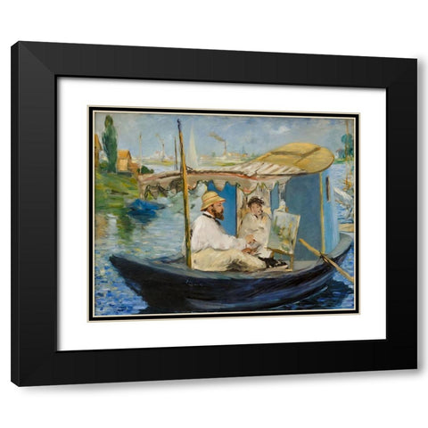 Claude Monet in Argenteuil Black Modern Wood Framed Art Print with Double Matting by Manet, Edouard