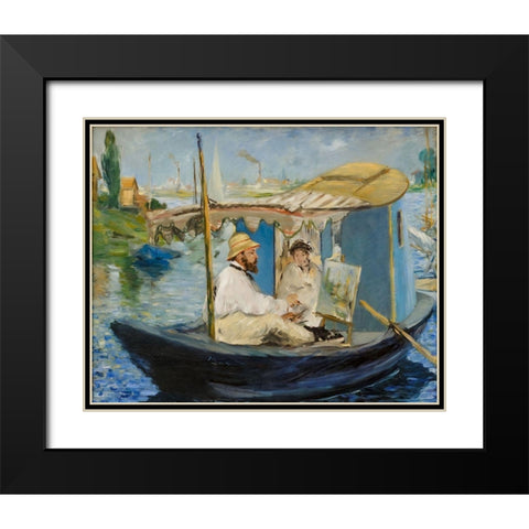 Claude Monet in Argenteuil Black Modern Wood Framed Art Print with Double Matting by Manet, Edouard
