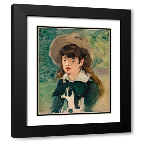 Young Girl on a Bench Black Modern Wood Framed Art Print with Double Matting by Manet, Edouard