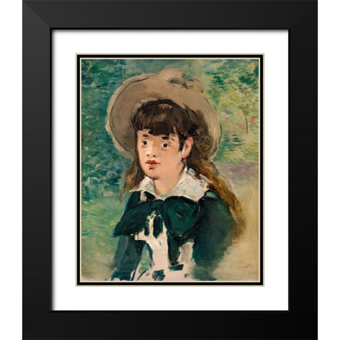 Young Girl on a Bench Black Modern Wood Framed Art Print with Double Matting by Manet, Edouard