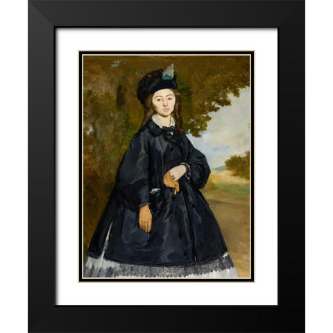 Portrait of Madame Brunet Black Modern Wood Framed Art Print with Double Matting by Manet, Edouard