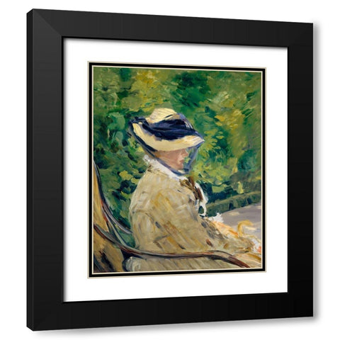 Madame Manet at Bellevue Black Modern Wood Framed Art Print with Double Matting by Manet, Edouard