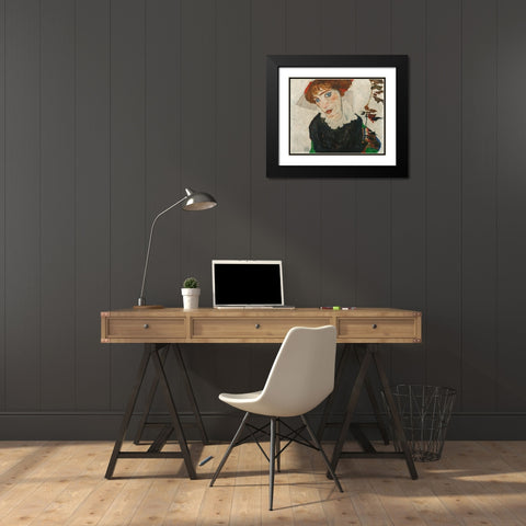 Portrait of Wally Neuzil Black Modern Wood Framed Art Print with Double Matting by Schiele, Egon