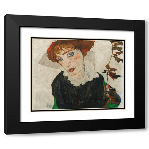 Portrait of Wally Neuzil Black Modern Wood Framed Art Print with Double Matting by Schiele, Egon