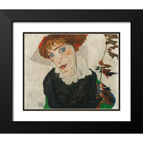 Portrait of Wally Neuzil Black Modern Wood Framed Art Print with Double Matting by Schiele, Egon