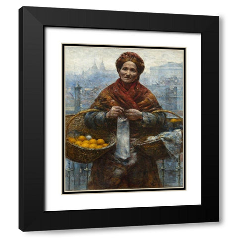 Jewish woman selling oranges Black Modern Wood Framed Art Print with Double Matting by Gierymski, Aleksander